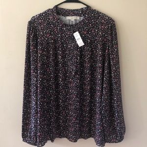 NWT Loft Floral Blouse Navy and Ref